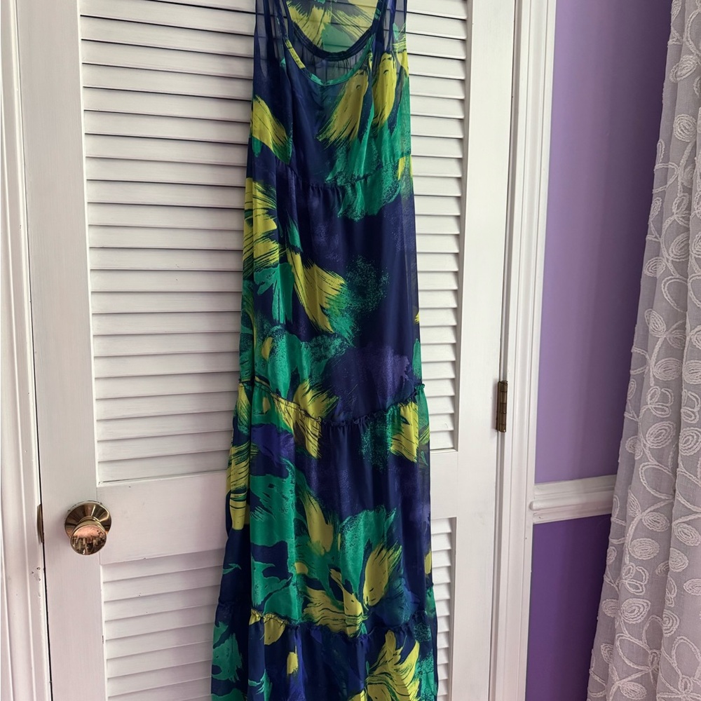 Massimo Vibrant Maxi Dress - Blue and Green